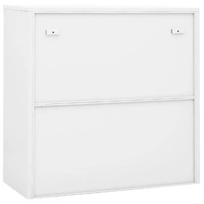 VidaXL Armoire de bureau avec porte coulissante Blanc 90x40x90cm Acier 5 VidaXL Armoire de bureau avec porte coulissante Blanc 90x40x90cm Acier – Image 5