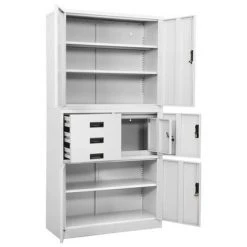 VidaXL Armoire de bureau Blanc 90x40x180 cm Acier -Casiers Soldes Boutique image 5 336413