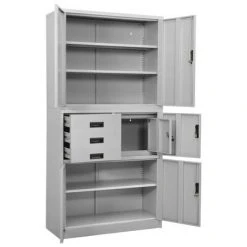 VidaXL Armoire de bureau Gris clair 90x40x180 cm Acier -Casiers Soldes Boutique image 5 336414