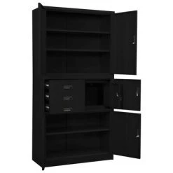 VidaXL Armoire de bureau Noir 90x40x180 cm Acier -Casiers Soldes Boutique image 5 336415