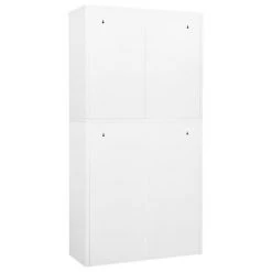 VidaXL Armoire de bureau Blanc 90x40x180 cm Acier et verre trempé -Casiers Soldes Boutique image 5 336421