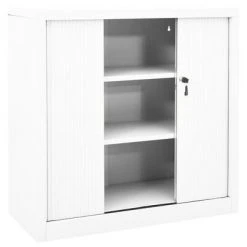 VidaXL Armoire à portes coulissantes Blanc 90x40x90 cm Acier -Casiers Soldes Boutique image 5 336429