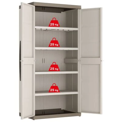 Keter Armoire à étagères Excellence XL Beige et taupe 182 cm 5 Keter Armoire à étagères Excellence XL Beige et taupe 182 cm – Image 5