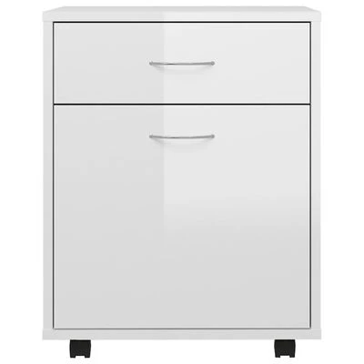 VidaXL Armoire à roulettes Blanc brillant 45x38x54 cm Aggloméré 5 VidaXL Armoire à roulettes Blanc brillant 45x38x54 cm Aggloméré – Image 5