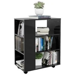 VidaXL Armoire à roulettes Noir brillant 60x35x75 cm Aggloméré -Casiers Soldes Boutique image 5 808456