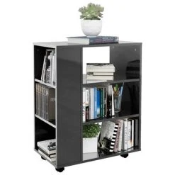 VidaXL Armoire à roulettes Gris brillant 60x35x75 cm Aggloméré -Casiers Soldes Boutique image 5 808457