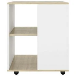 VidaXL Armoire à roulettes Blanc et chêne Sonoma 60x53x72 cm Aggloméré -Casiers Soldes Boutique image 5 808463