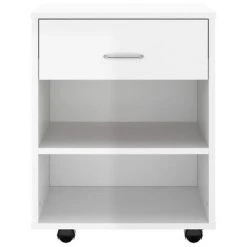 VidaXL Armoire à roulettes Blanc brillant 46x36x59 cm Aggloméré 10 VidaXL Armoire à roulettes Blanc brillant 46x36x59 cm Aggloméré -Casiers Soldes Boutique image 5 808473