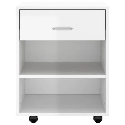 VidaXL Armoire à roulettes Blanc brillant 46x36x59 cm Aggloméré 5 VidaXL Armoire à roulettes Blanc brillant 46x36x59 cm Aggloméré – Image 5