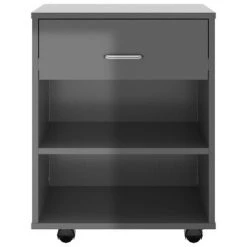 VidaXL Armoire à roulettes Gris brillant 46x36x59 cm Aggloméré -Casiers Soldes Boutique image 5 808475
