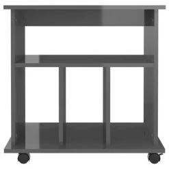 VidaXL Armoire à roulettes Gris brillant 60x45x60 cm Aggloméré -Casiers Soldes Boutique image 5 808484