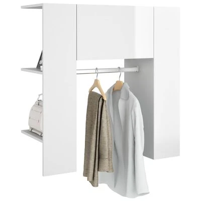 VidaXL Armoire de couloir Blanc brillant 97,5x37x99 cm Bois ingénierie 5 VidaXL Armoire de couloir Blanc brillant 97,5x37x99 cm Bois ingénierie – Image 5