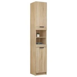 VidaXL Armoire de salle de bain Chêne sonoma 32x34x188,5 cm -Casiers Soldes Boutique image 5 811325