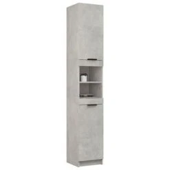 VidaXL Armoire de salle de bain Gris béton 32x34x188,5 cm -Casiers Soldes Boutique image 5 811326
