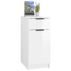VidaXL Armoire de bureau Blanc brillant 33,5x50x75cm Bois d'ingénierie -Casiers Soldes Boutique image 5 811508