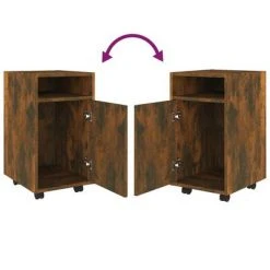 VidaXL Armoire appoint à roues Chêne fumé 33x38x60cm Bois d'ingénierie -Casiers Soldes Boutique image 5 815852