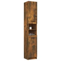 VidaXL Armoire de bain Chêne fumé 32x34x188,5 cm Bois d'ingénierie -Casiers Soldes Boutique image 5 817069