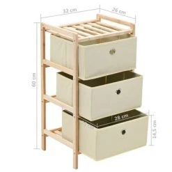 VidaXL Étagère de rangement 3 paniers non tissés Bois de cèdre Beige -Casiers Soldes Boutique image 6 246433