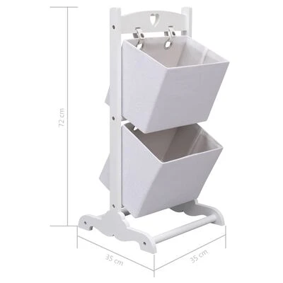 VidaXL Support à panier 2 niveaux Blanc 35x35x72 cm Bois 6 VidaXL Support à panier 2 niveaux Blanc 35x35x72 cm Bois – Image 6