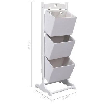 VidaXL Support à panier 3 niveaux Blanc 35x35x102 cm Bois 6 VidaXL Support à panier 3 niveaux Blanc 35x35x102 cm Bois – Image 6