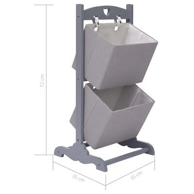 VidaXL Support à panier 2 niveaux Gris foncé 35x35x72 cm Bois 6 VidaXL Support à panier 2 niveaux Gris foncé 35x35x72 cm Bois – Image 6