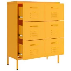 VidaXL Armoire à tiroirs Jaune moutarde 80x35x101,5 cm Acier -Casiers Soldes Boutique image 6 336146