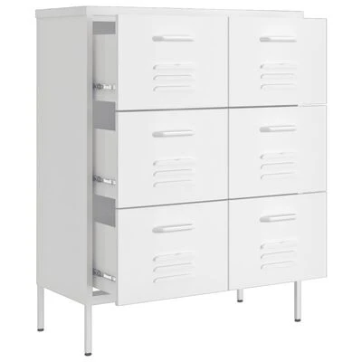 VidaXL Armoire à tiroirs Blanc 80x35x101,5 cm Acier 6 VidaXL Armoire à tiroirs Blanc 80x35x101,5 cm Acier – Image 6