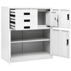 VidaXL Armoire de bureau Blanc 90x40x102 cm Acier 11 VidaXL Armoire de bureau Blanc 90x40x102 cm Acier -Casiers Soldes Boutique image 6 336405