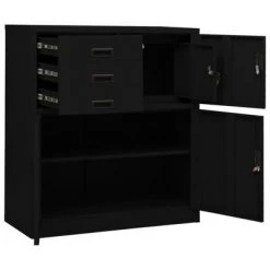 VidaXL Armoire de bureau Noir 90x40x102 cm Acier -Casiers Soldes Boutique image 6 336407