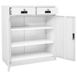 VidaXL Armoire de bureau Blanc 90x40x102 cm Acier -Casiers Soldes Boutique image 6 336409