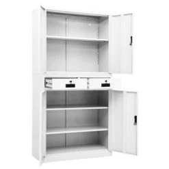 VidaXL Armoire de bureau Blanc 90x40x180 cm Acier -Casiers Soldes Boutique image 6 336417