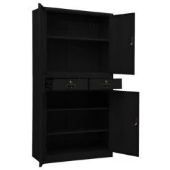VidaXL Armoire de bureau Noir 90x40x180 cm Acier -Casiers Soldes Boutique image 6 336419
