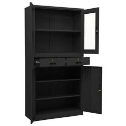 VidaXL Armoire de bureau Anthracite 90x40x180 cm Acier et verre trempé -Casiers Soldes Boutique image 6 336424