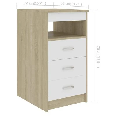 VidaXL Armoire tiroirs Blanc chêne sonoma 40x50x76cm Bois d'ingénierie 6 VidaXL Armoire tiroirs Blanc chêne sonoma 40x50x76cm Bois d'ingénierie – Image 6