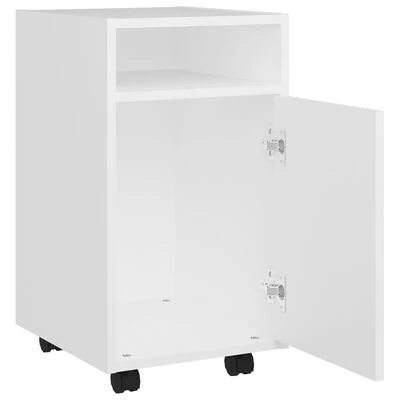 VidaXL Armoire latérale avec roues Blanc 33x38x60 cm Aggloméré 6 VidaXL Armoire latérale avec roues Blanc 33x38x60 cm Aggloméré – Image 6