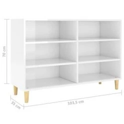 VidaXL Buffet Blanc brillant 103,5x35x70 cm Aggloméré -Casiers Soldes Boutique image 6 806037