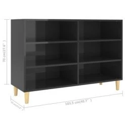 VidaXL Buffet Noir brillant 103,5x35x70 cm Aggloméré -Casiers Soldes Boutique image 6 806038