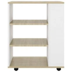 VidaXL Armoire à roulettes Blanc et chêne Sonoma 60x35x75 cm Aggloméré -Casiers Soldes Boutique image 6 808454