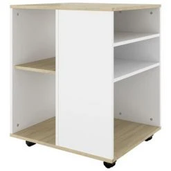 VidaXL Armoire à roulettes Blanc et chêne Sonoma 60x53x72 cm Aggloméré -Casiers Soldes Boutique image 6 808463