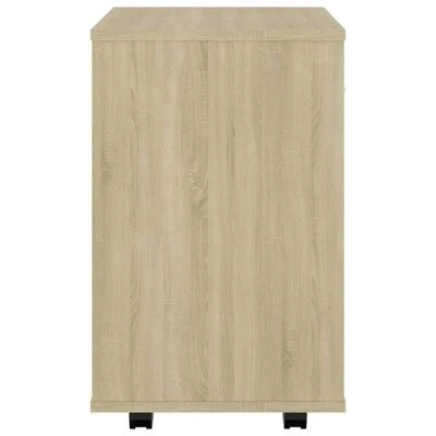 VidaXL Armoire à roulettes Blanc et chêne sonoma 46x36x59 cm Aggloméré 6 VidaXL Armoire à roulettes Blanc et chêne sonoma 46x36x59 cm Aggloméré – Image 6