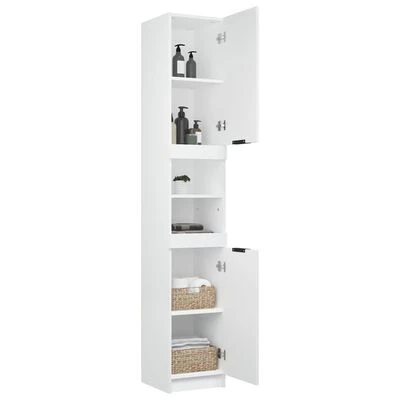 VidaXL Armoire de salle de bain Blanc 32x34x188,5 cm Bois d'ingénierie 6 VidaXL Armoire de salle de bain Blanc 32x34x188,5 cm Bois d'ingénierie – Image 6