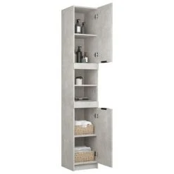 VidaXL Armoire de salle de bain Gris béton 32x34x188,5 cm -Casiers Soldes Boutique image 6 811326