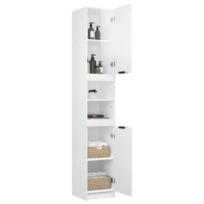 VidaXL Armoire de salle de bain Blanc brillant 32x34x188,5 cm 6 VidaXL Armoire de salle de bain Blanc brillant 32x34x188,5 cm – Image 6