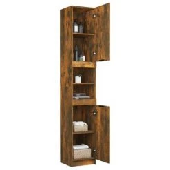 VidaXL Armoire de bain Chêne fumé 32x34x188,5 cm Bois d'ingénierie -Casiers Soldes Boutique image 6 817069