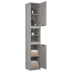VidaXL Armoire de bain Sonoma gris 32x34x188,5 cm Bois d'ingénierie -Casiers Soldes Boutique image 6 817070