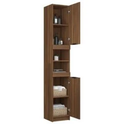 VidaXL Armoire de bain Chêne marron 32x34x188,5 cm Bois d'ingénierie -Casiers Soldes Boutique image 6 817071